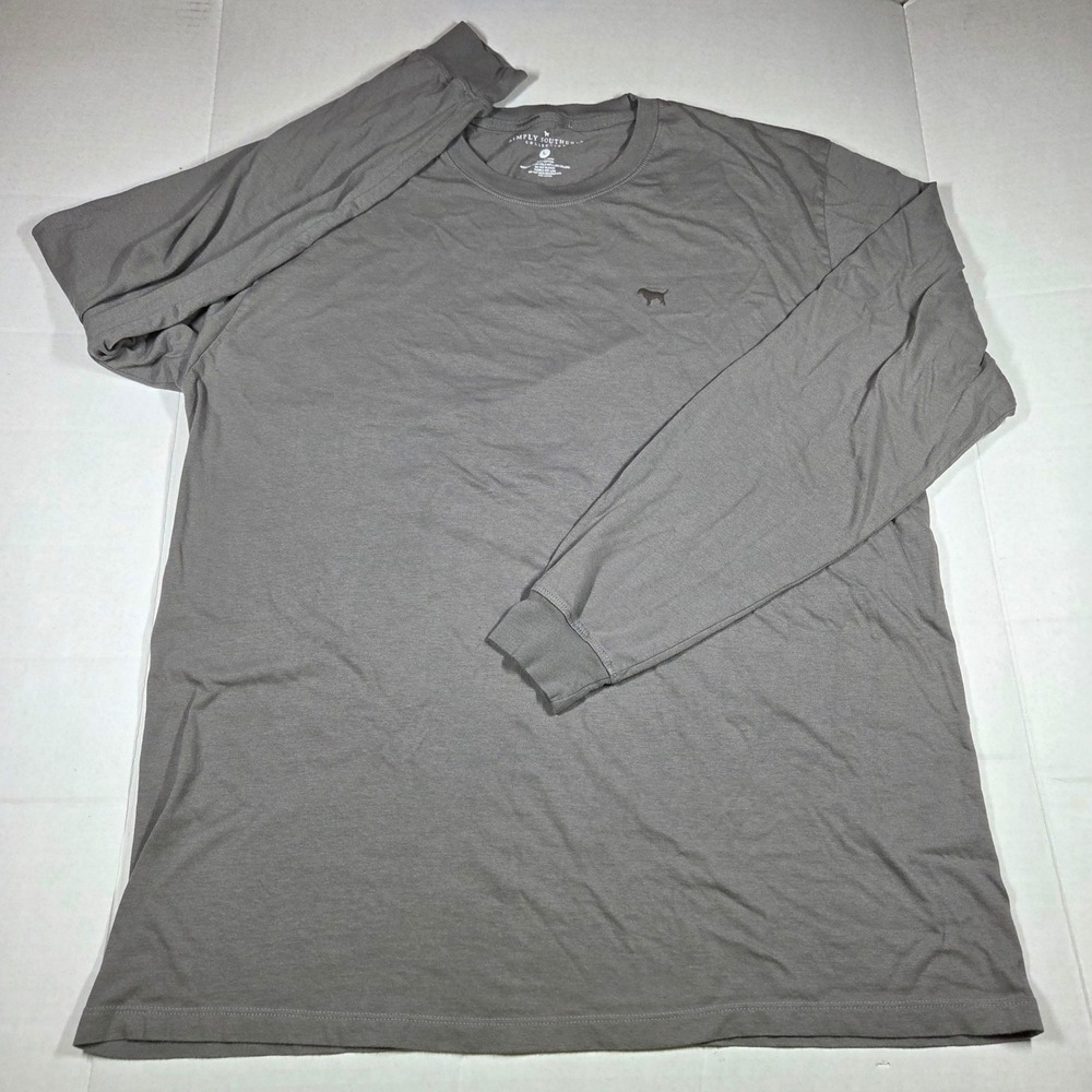Simply Southern Outfitters Mens Gray Long Sleeve Cotton Hunting Dog T-Shirt L